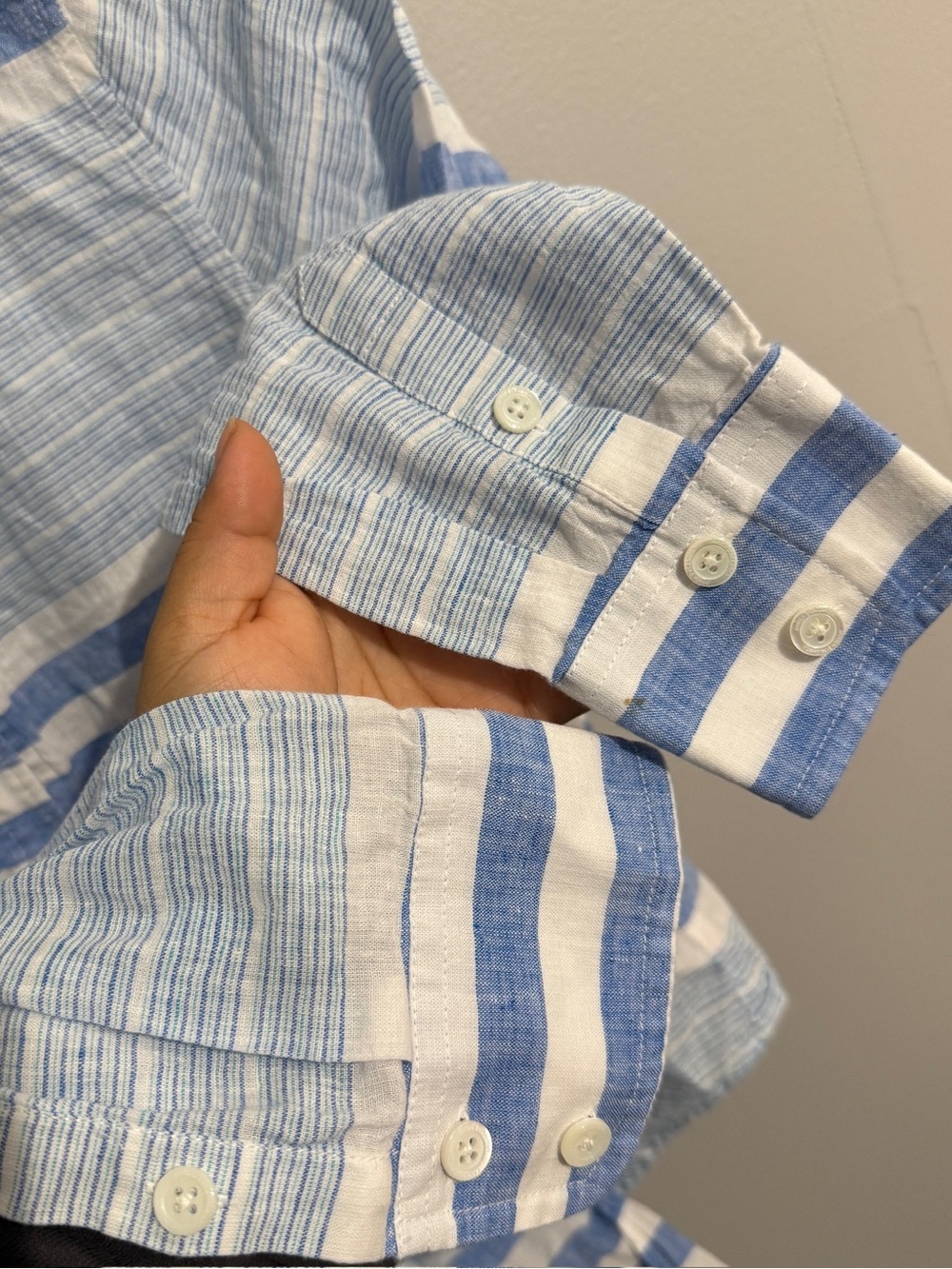 Vineyard Vines Top Womens 2 Button Up Tie Front Striped Linen Blend Preppy - Picture 9 of 10